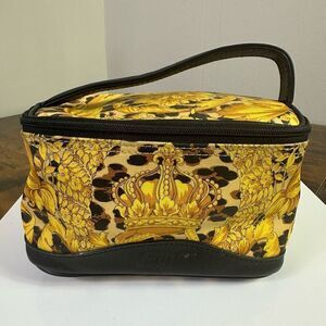 Versace Vintage Gold Crown Baroque Cosmetics Toiletry Case Pouch Leopard